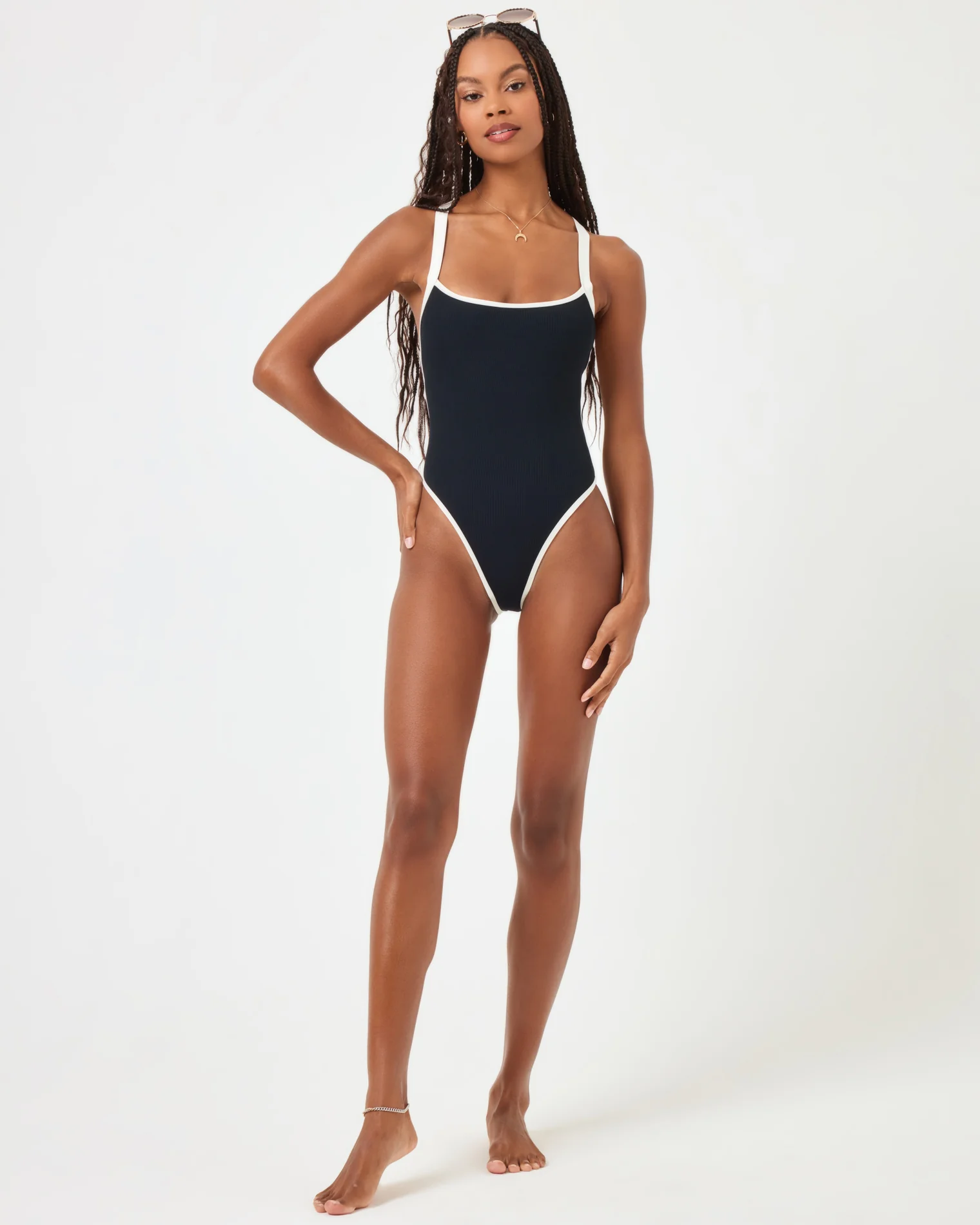 Baewatch One Piece Swimsuit - Black-Cream - Image 6