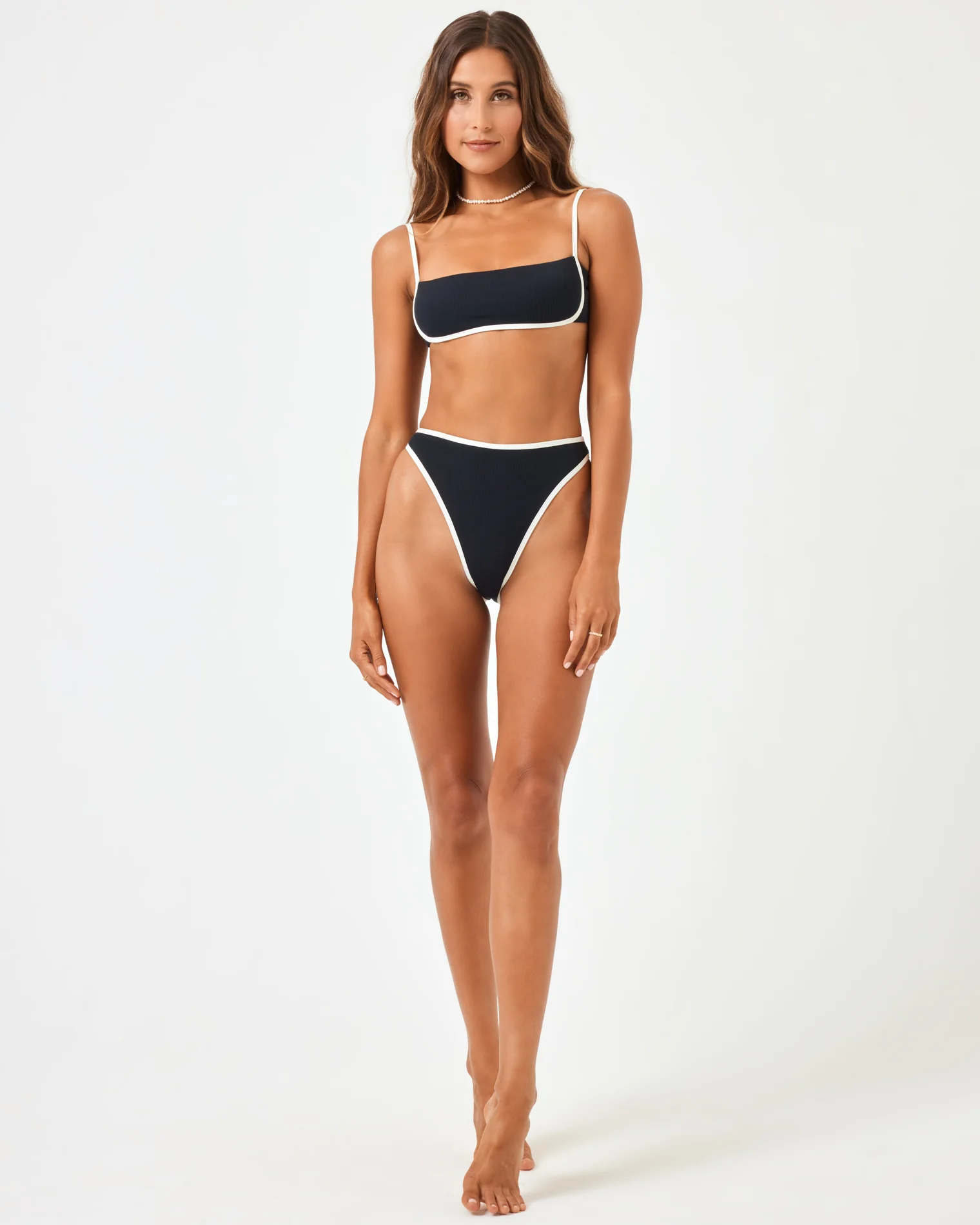 Nora Bikini Bottom - Black-Cream - Image 3