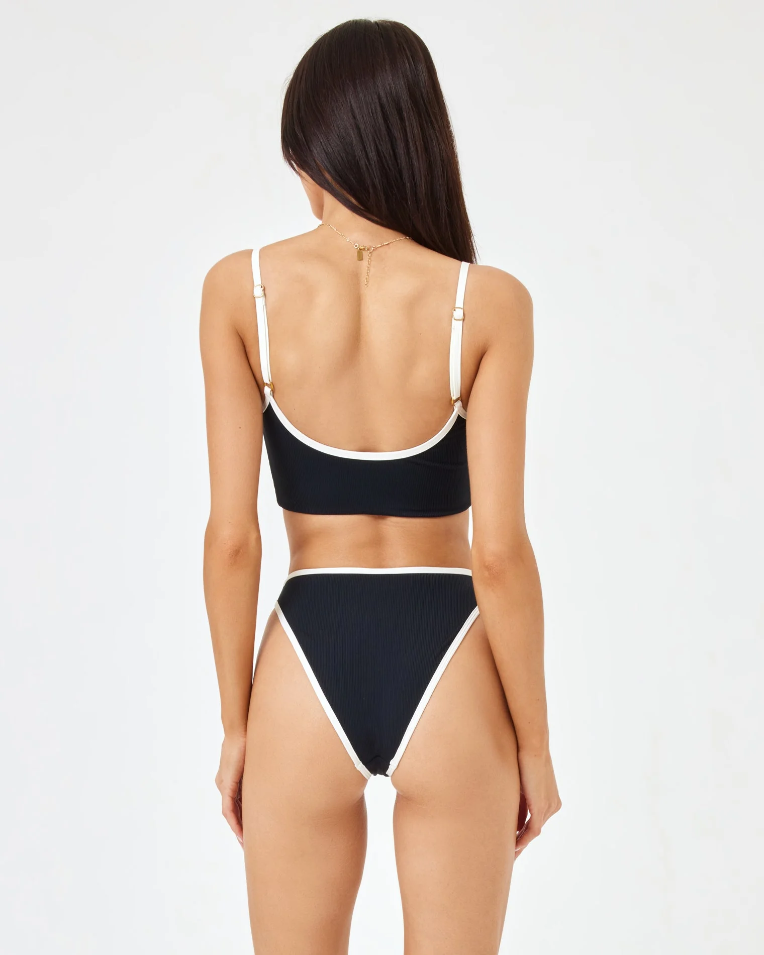 Nora Bikini Bottom - Black-Cream - Image 4